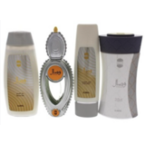 Ajmal Wisal Set cadou, apă de parfum 50ml + loțiune de corp 100ml + gel de duș 200ml + pudră de corp 80 gr - ambalajul deteriorat