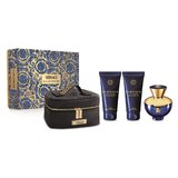 Versace Dylan Blue pour Femme Set cadou, Apă de parfum 100 ml + Gel de dus 100 ml + Lapte de corp 100 ml + geanta de mana