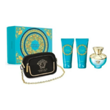 Versace Pour Femme Dylan Turquoise Set cadou, Apă de toaletă 100ml + Lapte de corp 100ml + Gel de dus 100ml + Geanta cosmetica