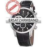 Bossart Replacement Strap Leather BW-1104 Black Silver Clasp