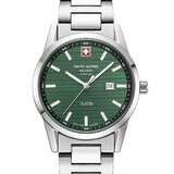 Swiss Alpine Military 7767.1134 Ladies Watch Argos silver green 34mm 10ATM