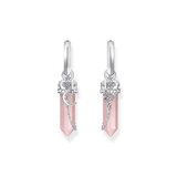 Thomas Sabo CR722-643-9 Silver hoop earrings w. pink crystal pendant & symbols 
