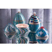 Lumanare parfumata LADENAC Bois de Russie AZUL turcoaz cu pietre decorative (220 g) in cutie cadou