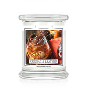Kringle Candle Lumanare parfumata medie cu 2 fitiluri Cognac si piele (411 g)
