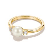 Thomas Sabo TR2370-M01-14-54 Ring with Pearl and White Cubic Zirconia for Women, Gold-Plated